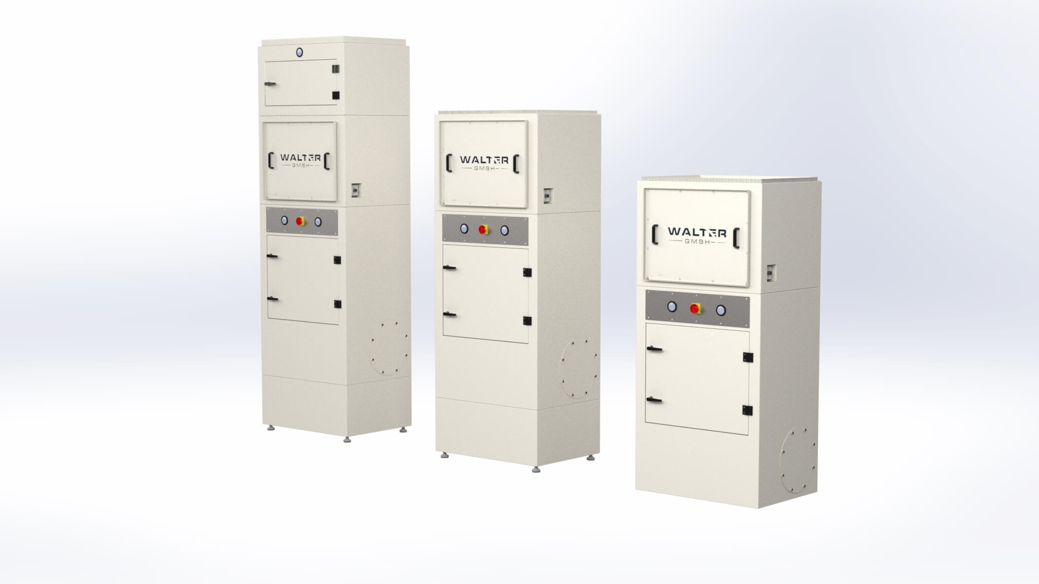 WL-ENA-02 in verschiedenen Ausbaustufen v.l.n.r: Vollausbau mit HEPA-Filter, Grundmodul mit Fuß, Grundmodul